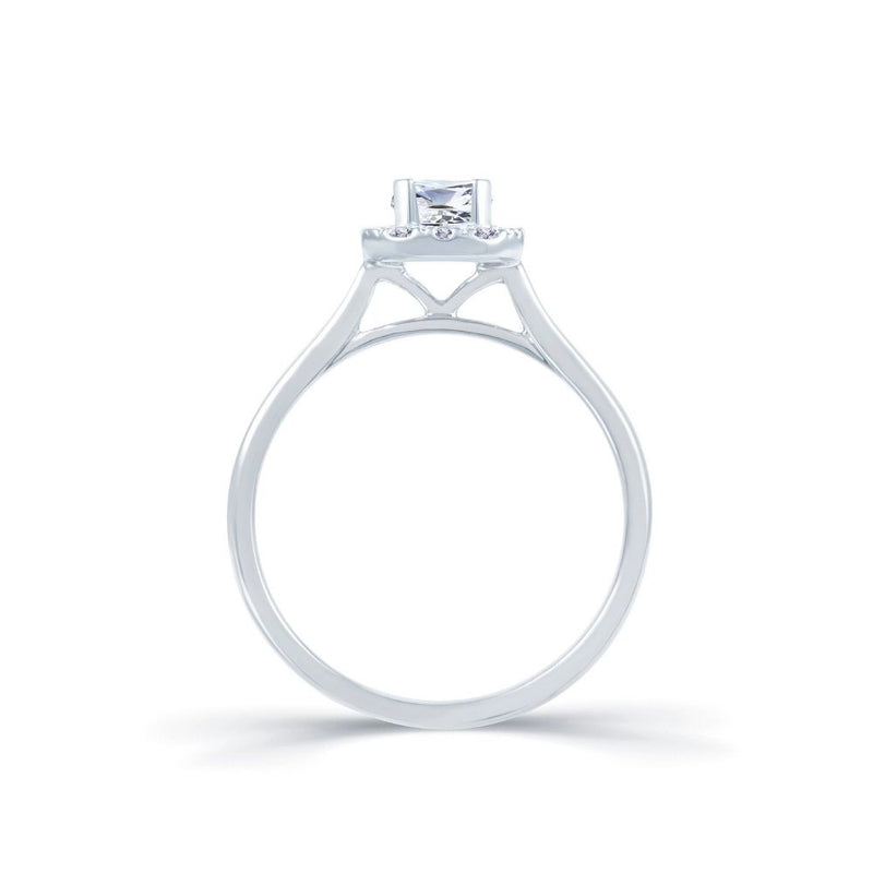 Platinum Emerald Cut Halo 0.68ct Diamond Ring
