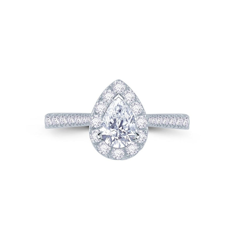 Platinum Pear Cut 0.80ct Diamond Halo Ring