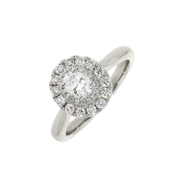 Platinum Oval Double Halo Diamond Engagement Ring