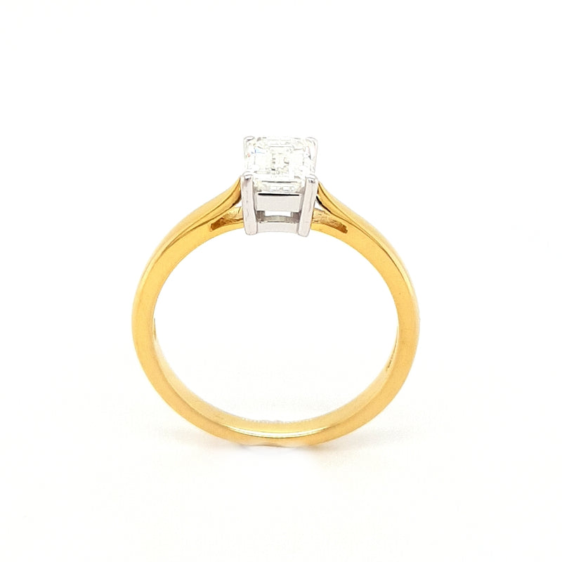 18ct Gold Emerald Cut Solitaire 0.77ct Diamond Engagement Ring