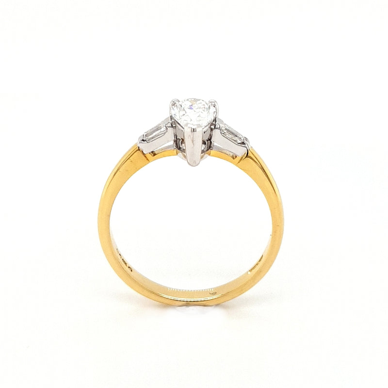 18ct Gold Pear and Baguette Diamond Ring
