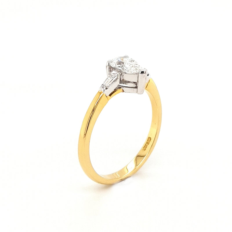 18ct Gold Pear and Baguette 0.76ct Diamond Engagement Ring