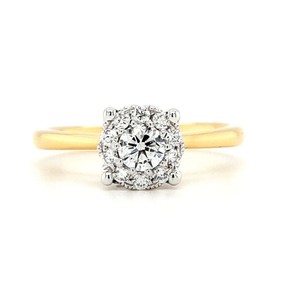 18ct Gold Halo Solitaire Diamond Engagement Ring