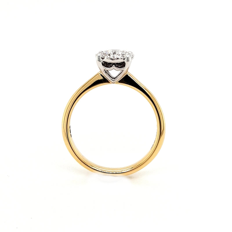 18ct Gold Halo Solitaire 0.37ct Diamond Engagement Ring