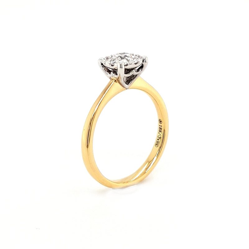 18ct Gold Halo Solitaire Diamond Ring