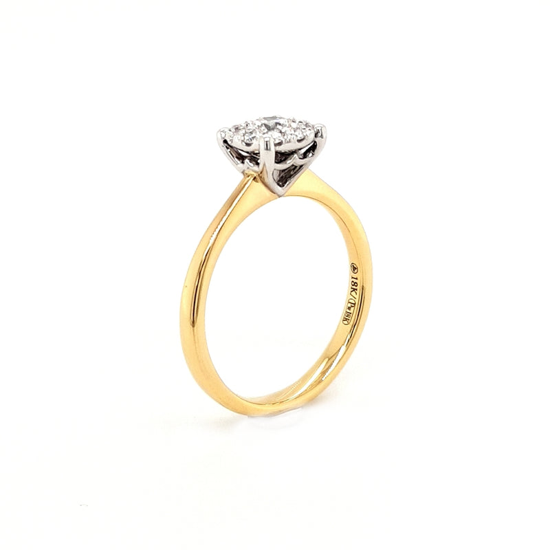 18ct Gold Halo Solitaire 0.37ct Diamond Engagement Ring