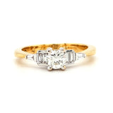 18ct Gold Round and Emerald Cut 0.54ct Diamond Engagement Ring