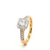 18ct Gold Diamond 0.41ct Cushion Halo Engagement Ring