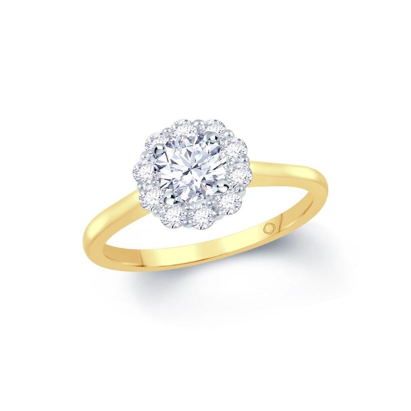 18ct Gold Round Cluster 0.81ct Diamond Engagement Ring