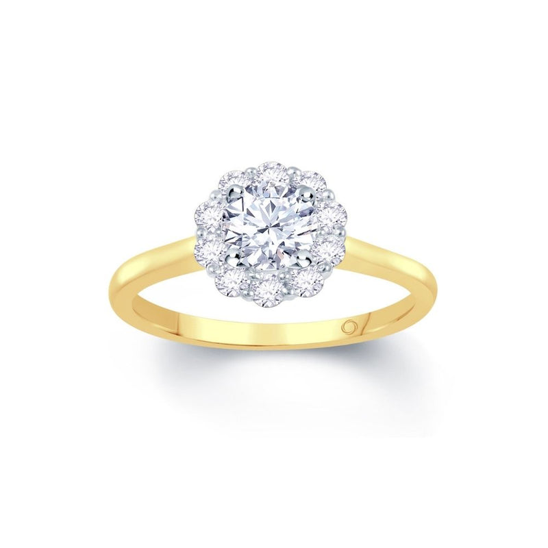 18ct Gold Round Cluster 0.81ct Diamond Engagement Ring