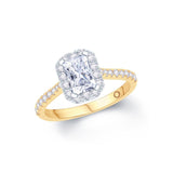18ct Gold Emerald Halo Channel Ring