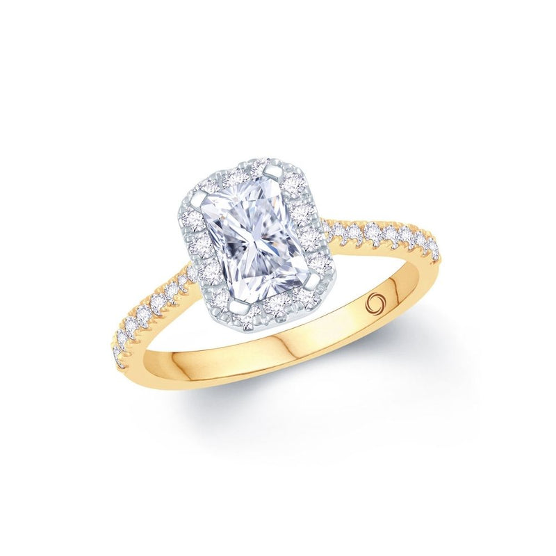 18ct Gold Emerald Halo Channel Ring