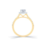 18ct Gold Emerald Halo Channel Ring