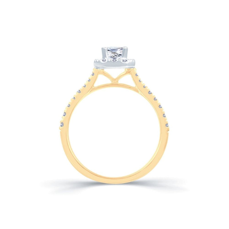 18ct Gold Emerald Halo Channel Ring