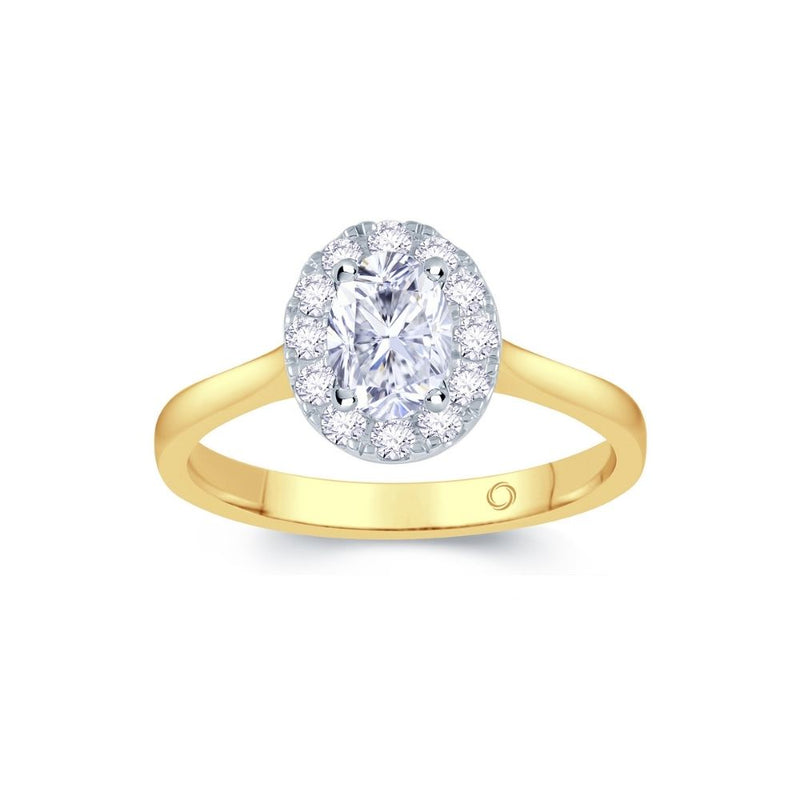 18ct Gold Oval Halo Diamond Ring