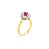 18ct Gold 1.03ct Ruby and 0.62ct Diamond Cluster Engagement Ring