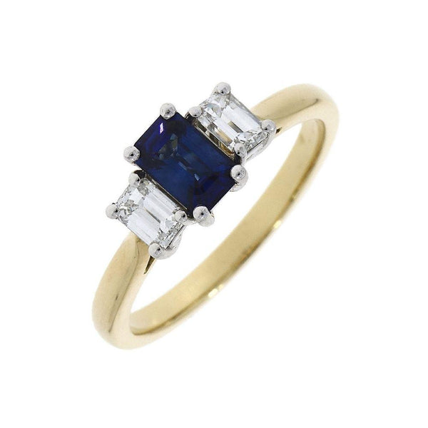18ct Gold Sapphire and Diamond Three-Stone Ring