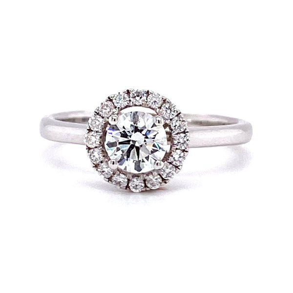 18ct White Gold Round Halo 0.69ct Diamond Engagement Ring