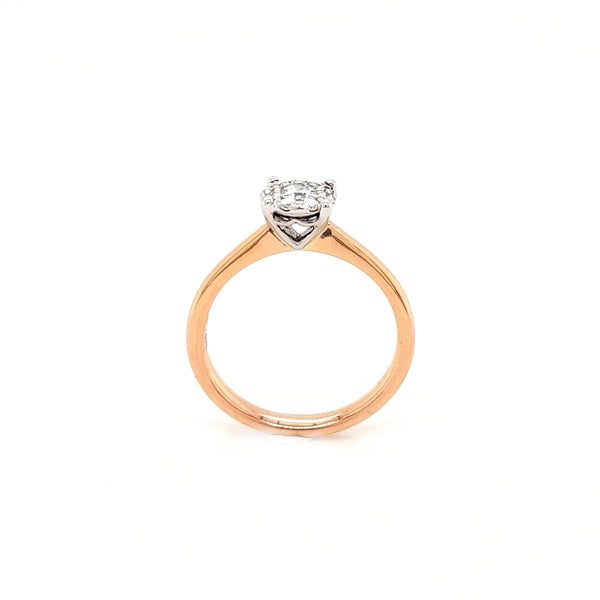 18ct Gold Round 0.26ct Diamond Cluster Engagement Ring