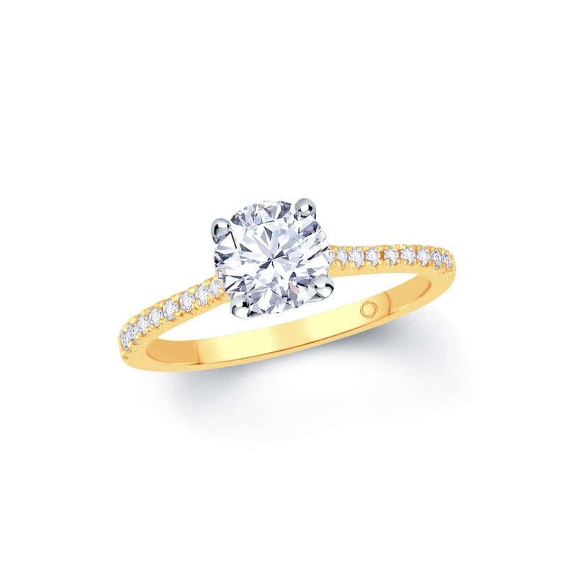 18ct Gold Solitaire and Channel Band 0.53ct Diamond Engagement Ring