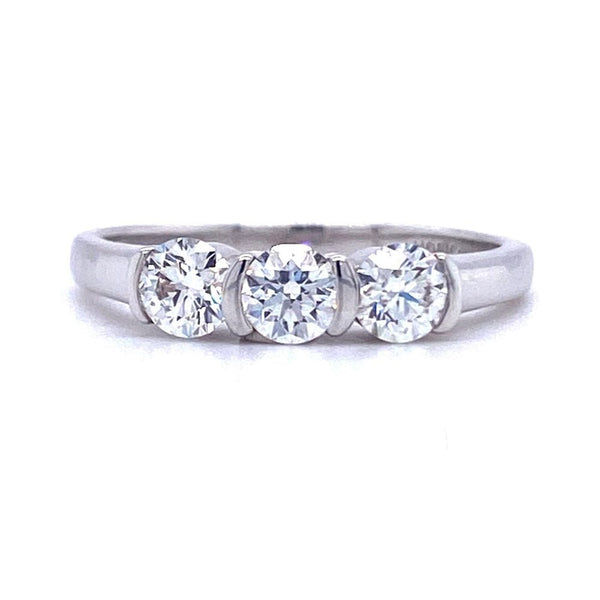 Platinum Three Stone Tension Set 0.75ct Diamond Engagement Ring