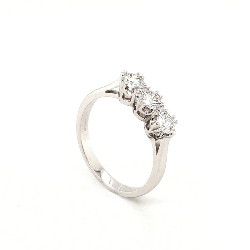 18ct White Gold Three Stone 0.65ct Engagement Ring