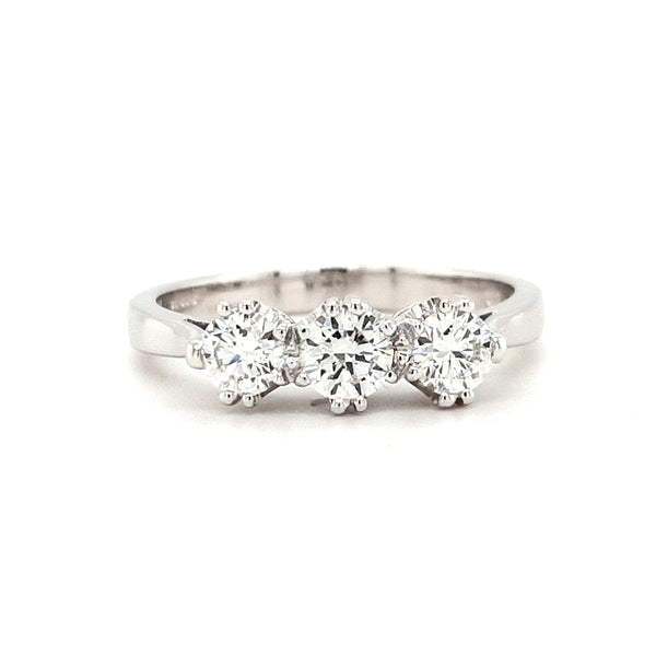 18ct White Gold Three Stone 0.65ct Engagement Ring