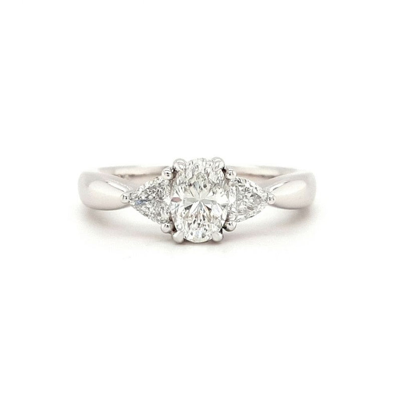18ct White Gold Oval and Trillion Diamond Ring