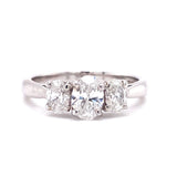 18ct White Gold Oval Three Stone 1.0ct Engagement Ring