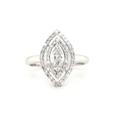 18ct White Gold Marquise Halo Diamond Ring