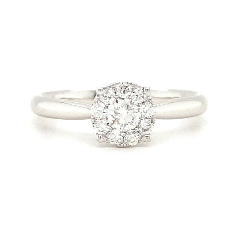 18ct White Gold Round Cluster Diamond Engagement Ring