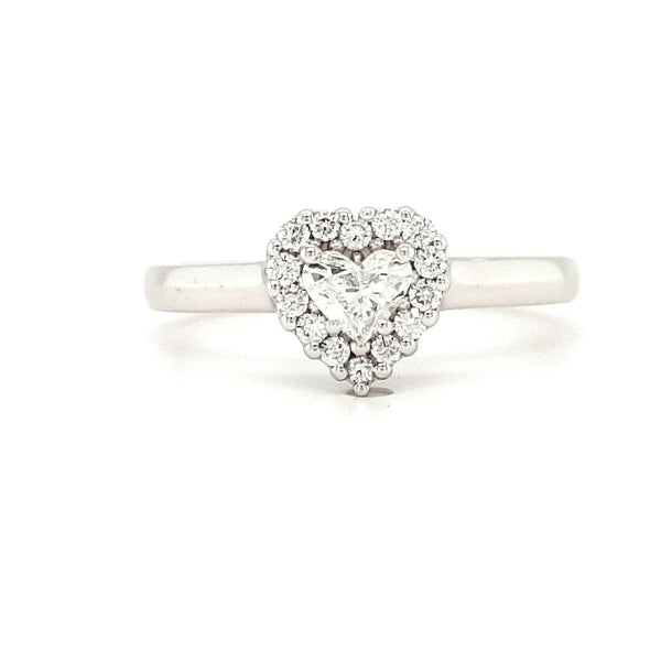 18ct White Gold Heart Diamond Engagement Ring