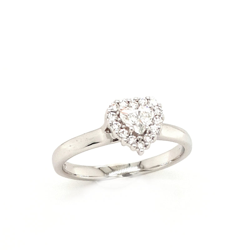 18ct White Gold Heart Diamond Engagement Ring