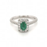 18ct White Gold Emerald and Diamond Cluster Ring