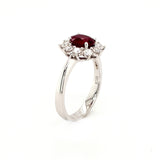 18ct White Gold 1.33ct Ruby and 0.50ct Diamond Cluster Engagement Ring