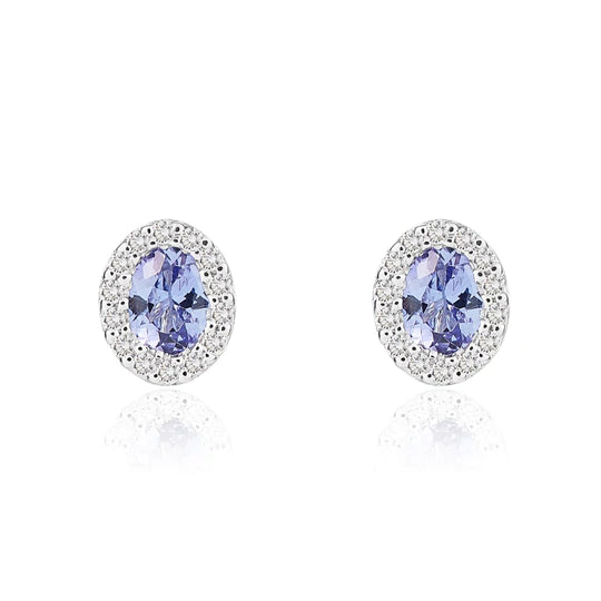 18ct White Gold Diamond & Tanzanite Stud Earrings