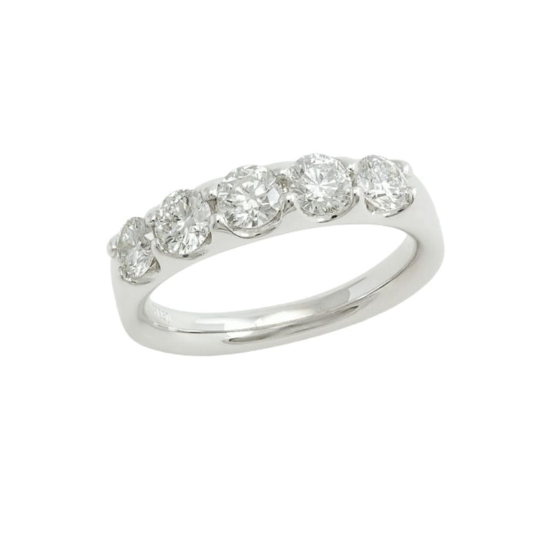 18ct White Gold Diamond 0.87ct 5 Stone Eternity / Wedding Ring