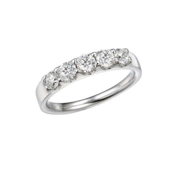 18ct White Gold Diamond 0.87ct 5 Stone Eternity / Wedding Ring