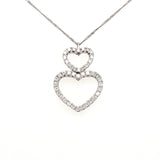 18ct White Gold Double Heart Diamond Necklace