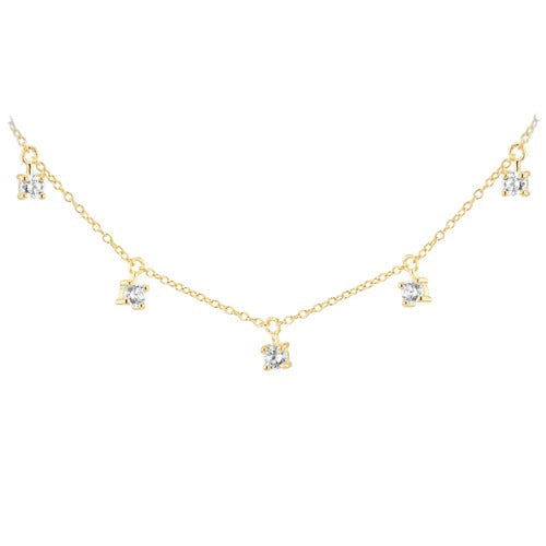 9ct Gold Cubic Zirconia Button 43cm - 46cm Necklace