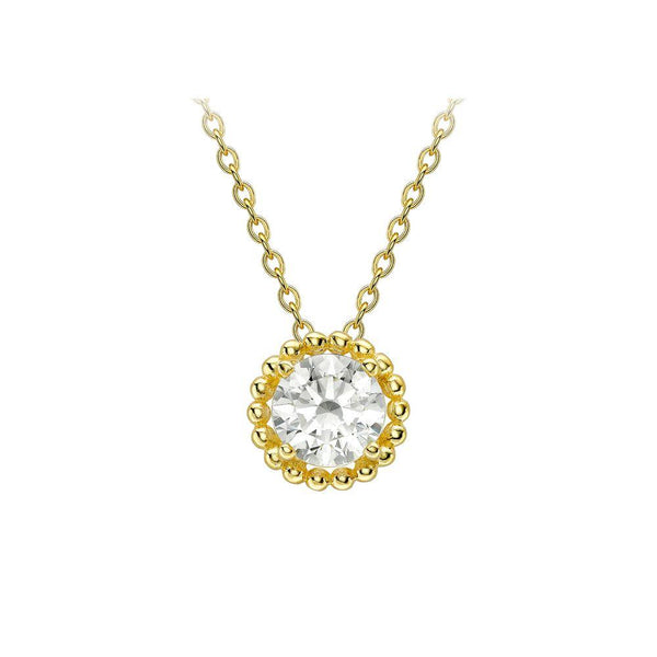 9ct Gold CZ Small Halo Necklace