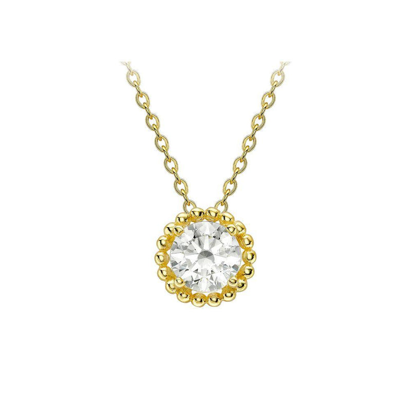 9ct Gold CZ Small Halo Necklace