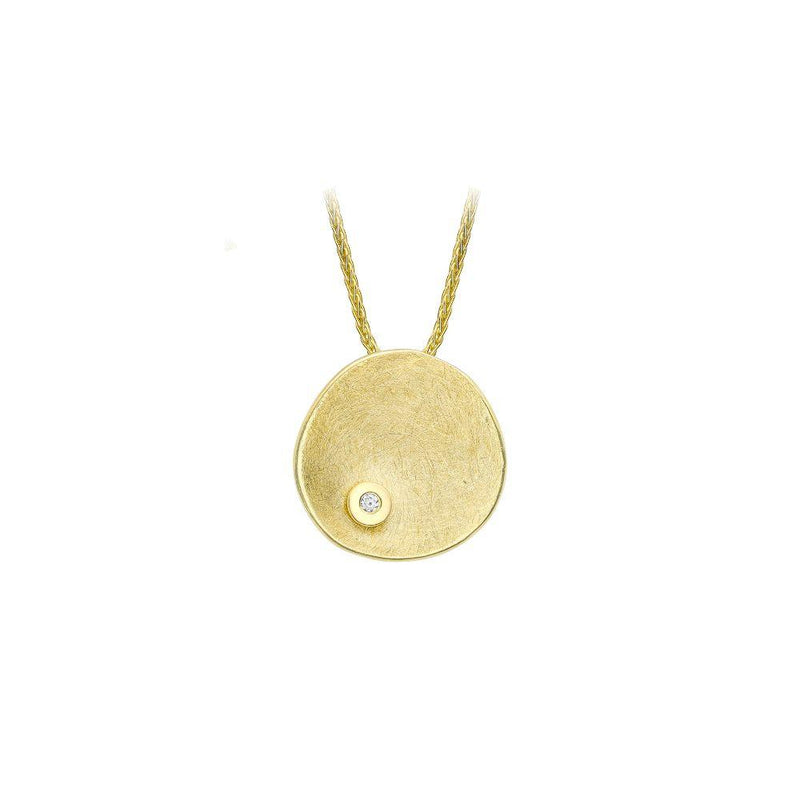 9ct Gold Brushed Organic Disc Necklace