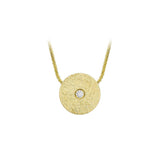 9ct Gold Brushed Disc CZ Necklace
