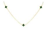 9ct Gold 3 Malachite Petals Necklace