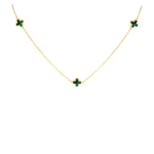 9ct Gold 3 Malachite Petals Necklace