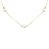 9ct Gold 6mm Pearl Station Necklace