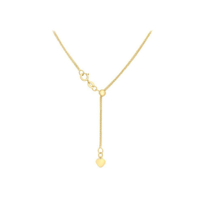 9ct Gold Heart Sliding Spiga 22 Inch Chain