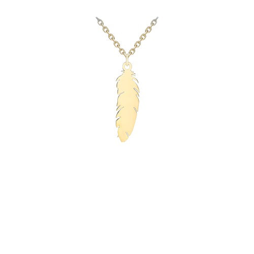 9ct Gold Feather Pendant Necklace