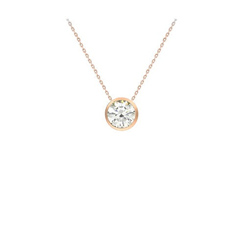 9ct Gold Round Cubic Zirconia Solo Slider Necklace